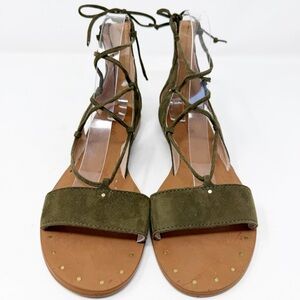 Madewell Bridget Women's Size 8 Lace Up Leather Gladiator Sandals Olive Green